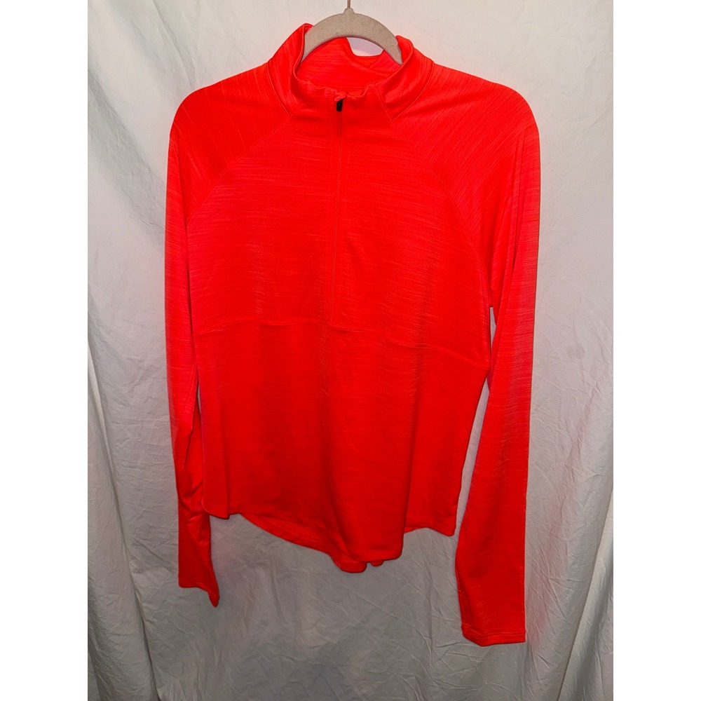 DSG Womens Neon Orange Space Dye Quarter Zip‎ Pullover Thumbholes Large